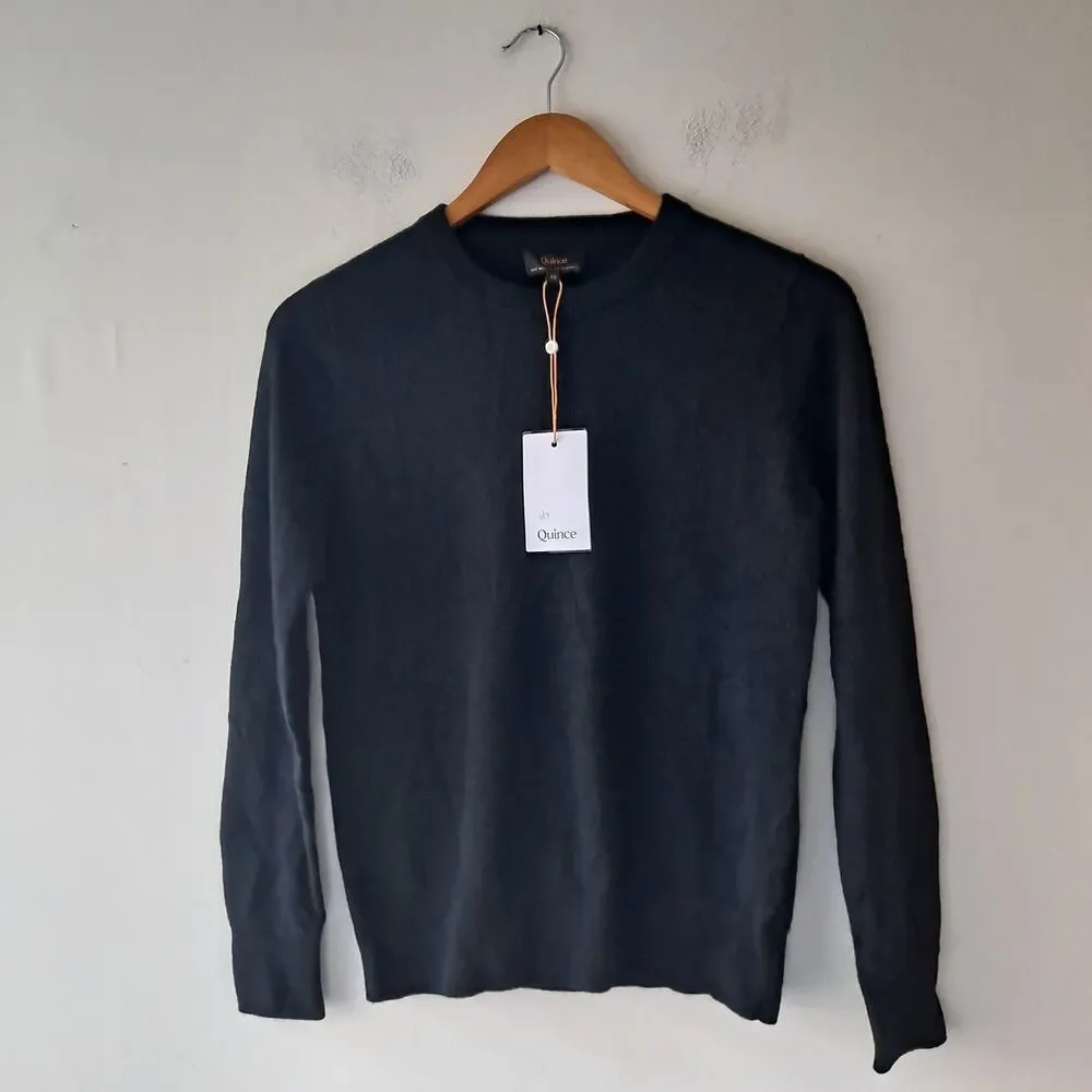 NWT Quince Mongolian Cashmere Crewneck Sweater Long Sleeve Black Womens Size XS - Picture 4 of 11